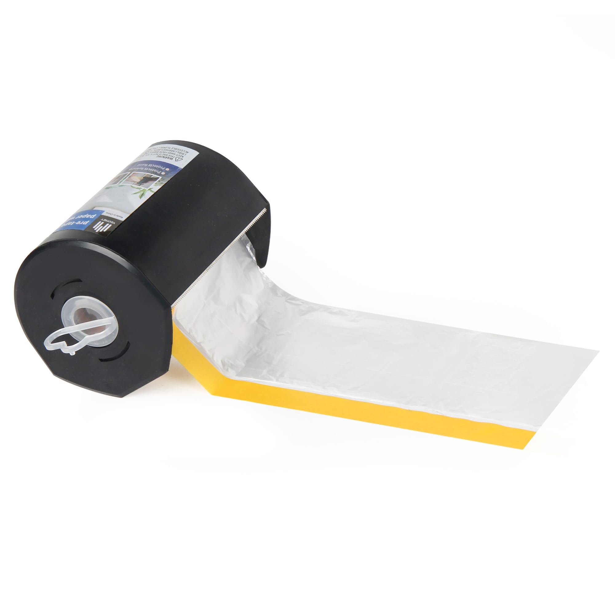 Voomey Pre-Taped Masking Film with Dispenser, Painters Tape with Plastic Attached, Automotive Painters Tape and Drape for Appliances, Furniture, Wood