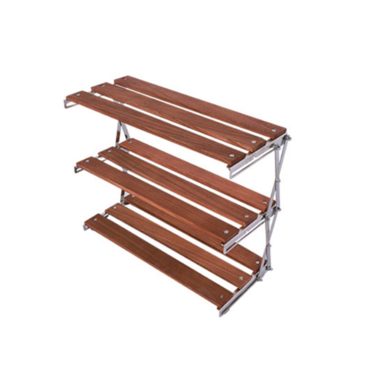 Estante Plegable Estantería Organizador Repisa Soporte de Madera y Acero Plegado Plano Transporte Fácil Resistente y Estable Adecuado para Camping, 40CM, 3 Capas