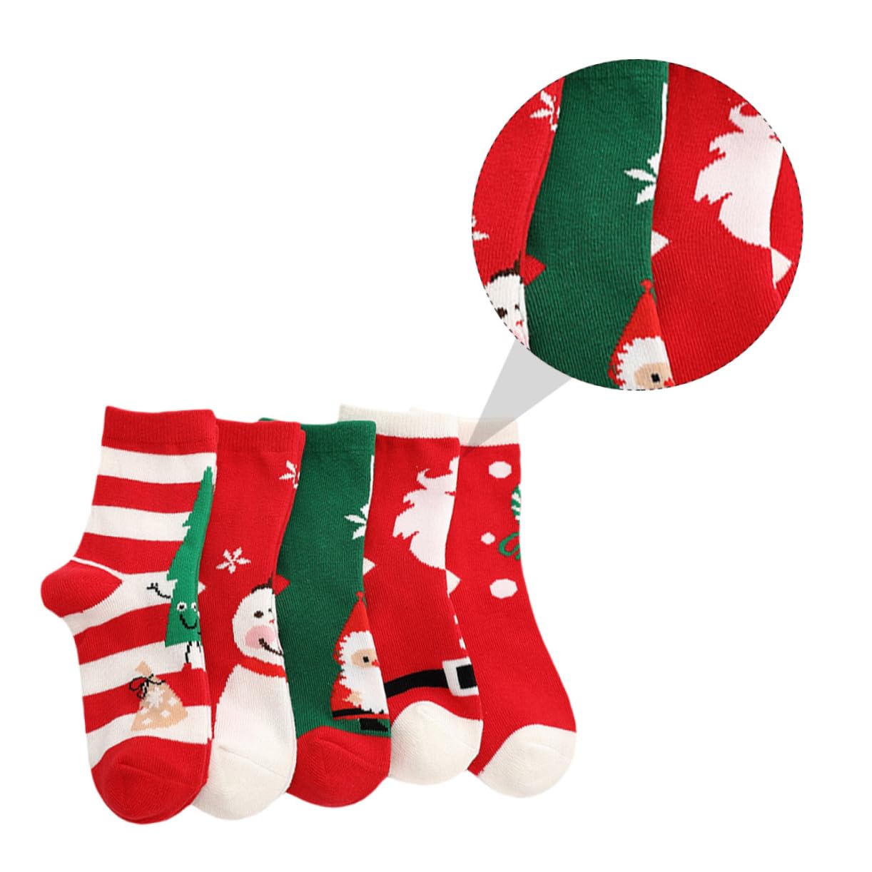 5paia Calze di Natale Calde Calze Medie in Cotone Cartoni Animati per Autunno e Inverno