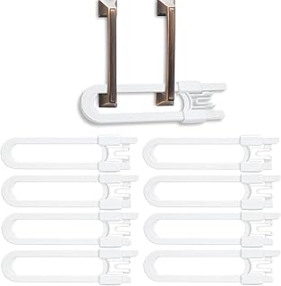 Baby Cabinet Locks – 8 Pack Adjustable U-Shaped Child Safety Locks for Cabinets, Drawers & Doors | Tool-Free Installation | Childproof for Kitchen & Bathroom