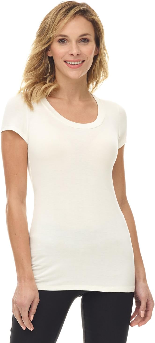 Women's Perfectly Soft Basic Fitted Short Sleeve Scoop Neck T Shirt