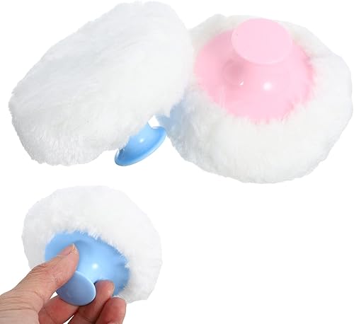 4pcs Soplo de polvo con mango suave ligero Talco Esponja en polvo para recién nacidos para uso en verano azul rosa