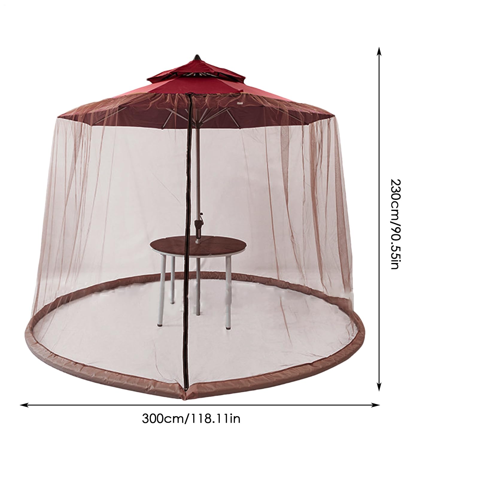 Rete per ombrellone da patio, schermo per ombrellone da esterno, 2,9 x 2,1 m, rete a rete con cerniera, in poliestere + PVC, per giardino, terrazza, picnic, 300 x 230 cm