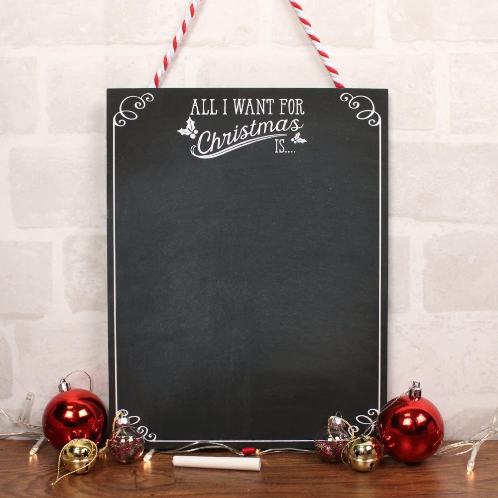 Christmas Chalk Board, Novelty Christmas Gifts, Erasable and Reusable Chalkboards, Wall Hanging Blackboard Xmas Decorations, Home Decor Supplies for Christmas โ (H:30cm W:23cm D:0.6cm)