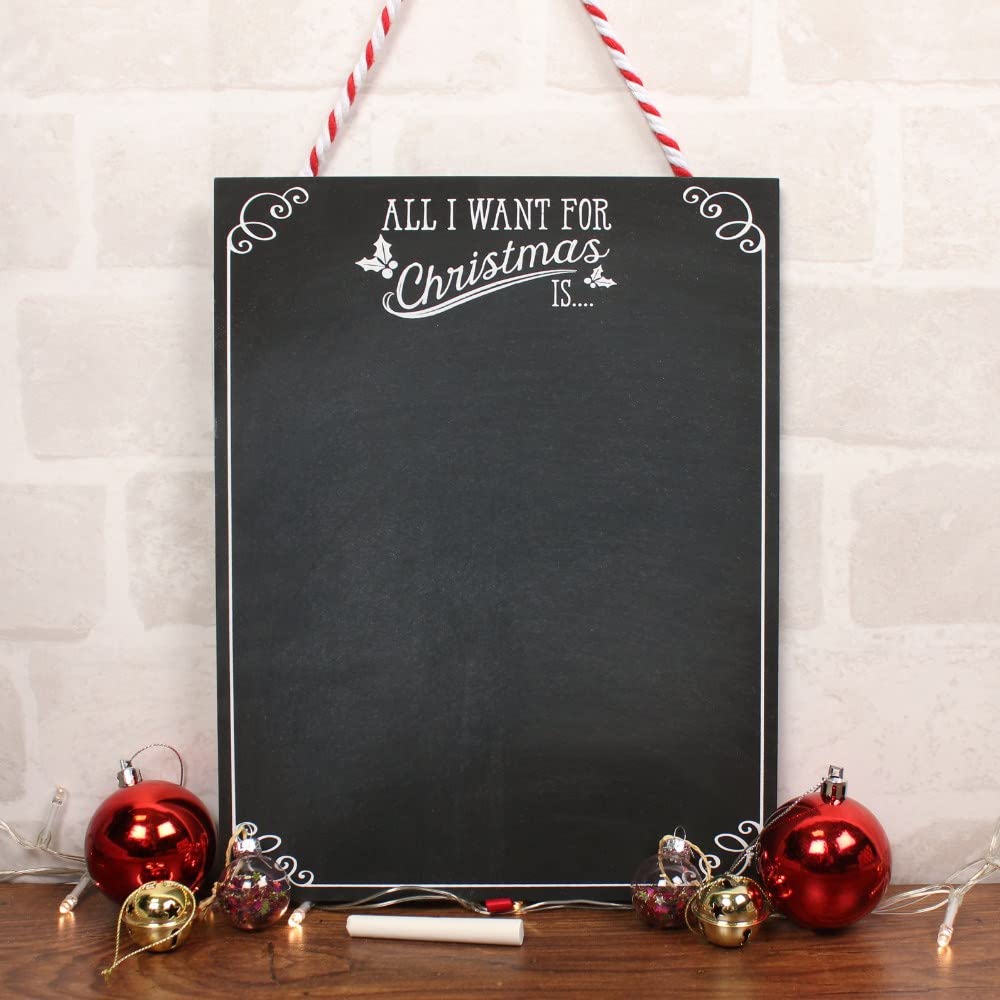 Christmas Chalk Board, Novelty Christmas Gifts, Erasable and Reusable Chalkboards, Wall Hanging Blackboard Xmas Decorations, Home Decor Supplies for Christmas – (H:30cm W:23cm D:0.6cm)