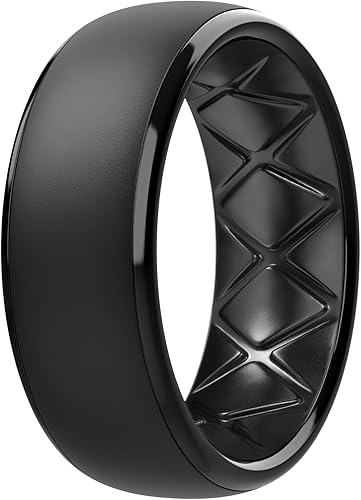 Egnaro Anillo de silicona para hombre, anillos de boda de goma transpirable para hombres, cobertura de por vida, diseño único, anillo de ajuste