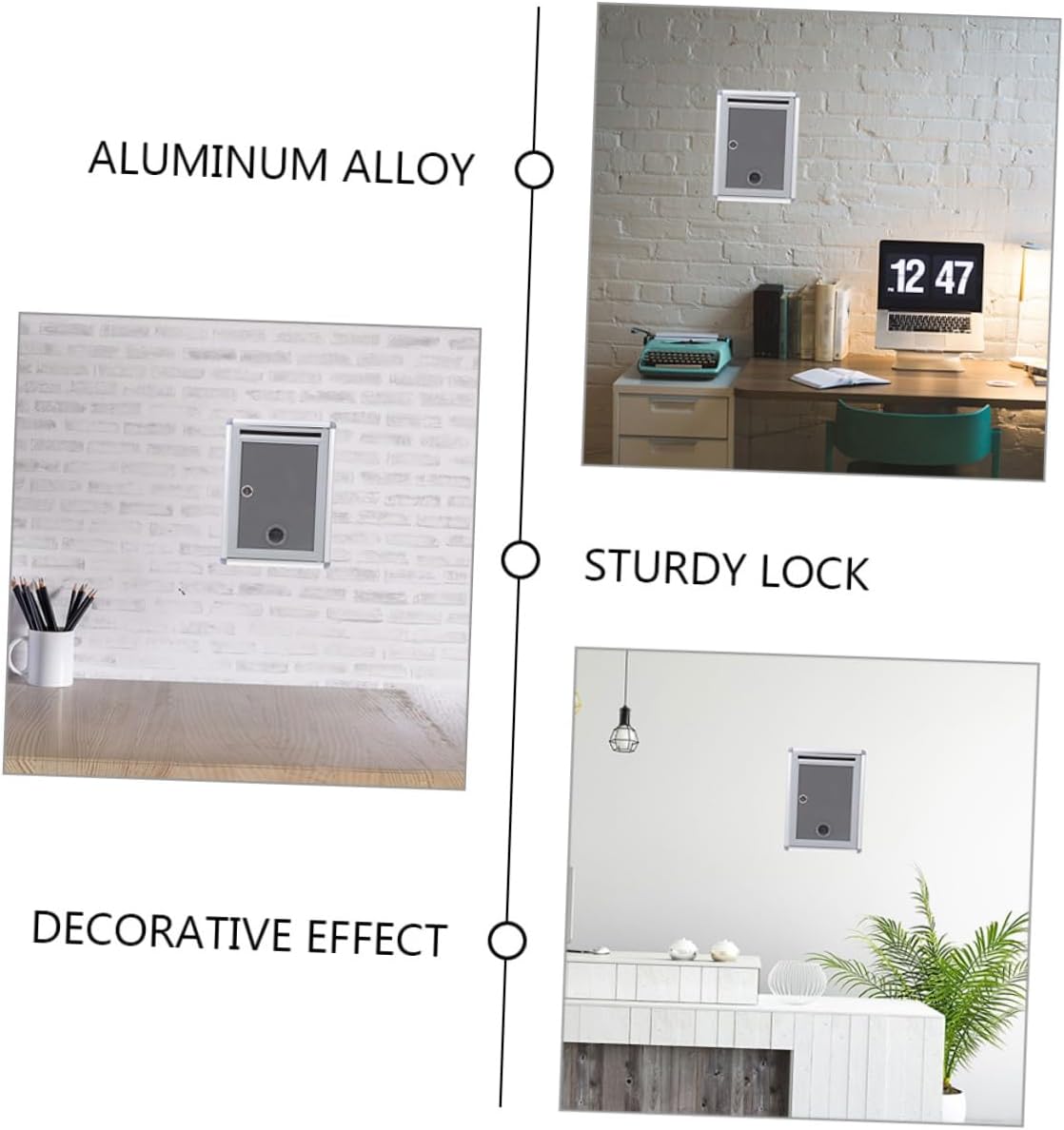 2pcs Metal Wall Mounted Mailbox Lock Lockable Letter Box Suggestion Box Code for Office Wall Mount Mailbox Lock