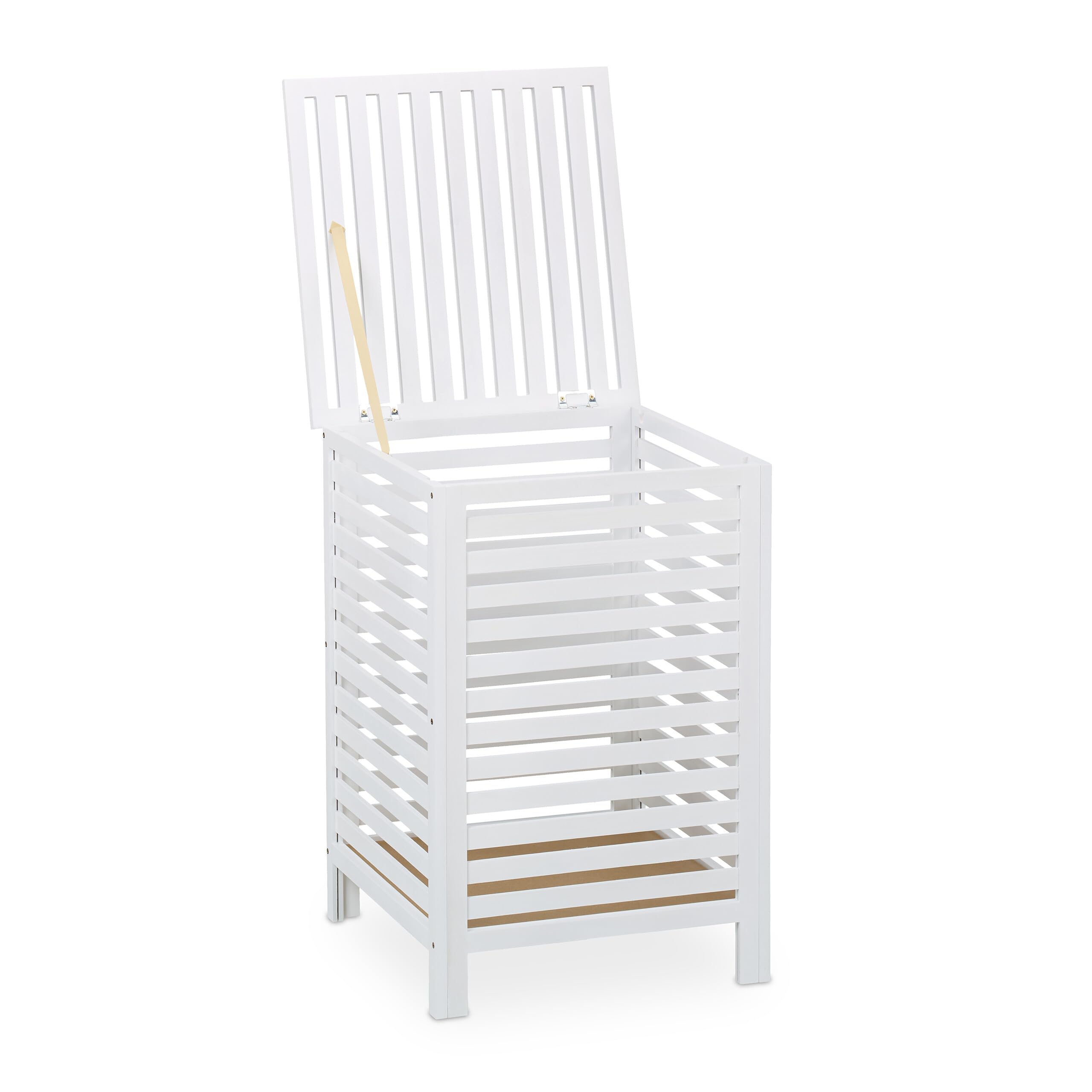Relaxdays Cesto Ropa Sucia, Saco Interior Extraíble, 63 L, 65,5x45x45 cm, Arcón Colada con Tapa, Madera Nogal, Blanco