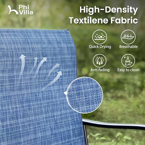 Image of PHI VILLA 3Pcs Outdoor Swivel Bar Stools Set, Bar Height Patio Table and Chairs with All Weather Textilene Fabric, Pub Bar Bistro Tall Furniture Set for Outdoor, Blue