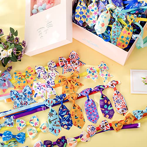Reginary 100 Pieces Dog Bow Tie Collar Set Include 40 Dog Neckties, and 30 Puppy Bow Tie, 30 Collar Flowers, Adjustable Dog Bows Grooming for Small Medium Dogs Supply (Ocean) Reginary 100 Pieces Dog Bow Tie Collar Set Include 40 Dog Neckties, and 30 Puppy Bow Tie, 30 Collar Flowers, Adjustable Dog Bows Grooming for Small Medium Dogs Supply (Ocean)
