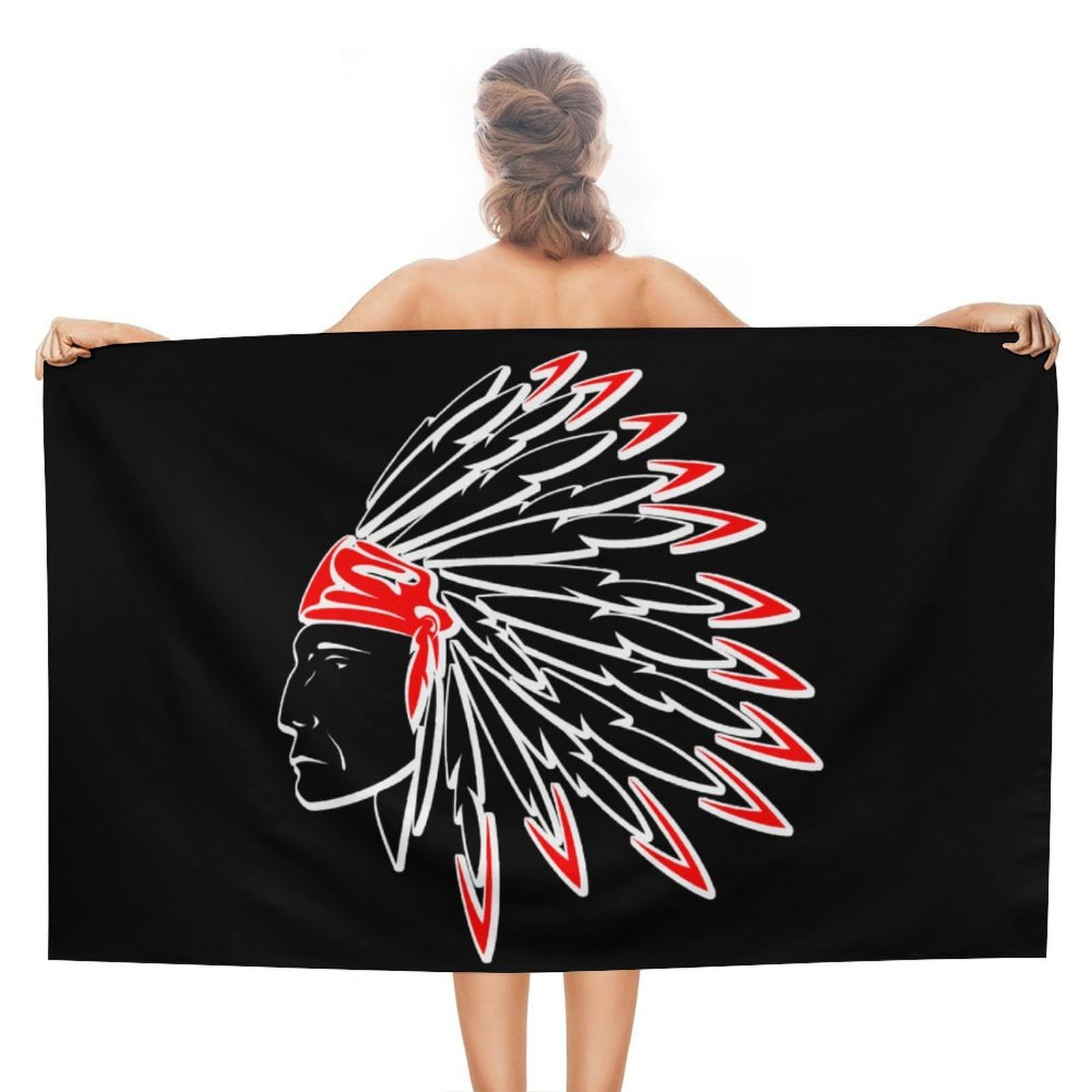 CGSBNGHA Indian Chief Beach Towels Soft Bathroom Bath Pool Swim Towels for Women Men