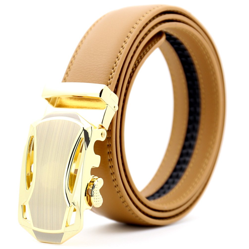 Men's Automatic Buckle Belts with Ratchet Leather Luxury Designer Belt for Men