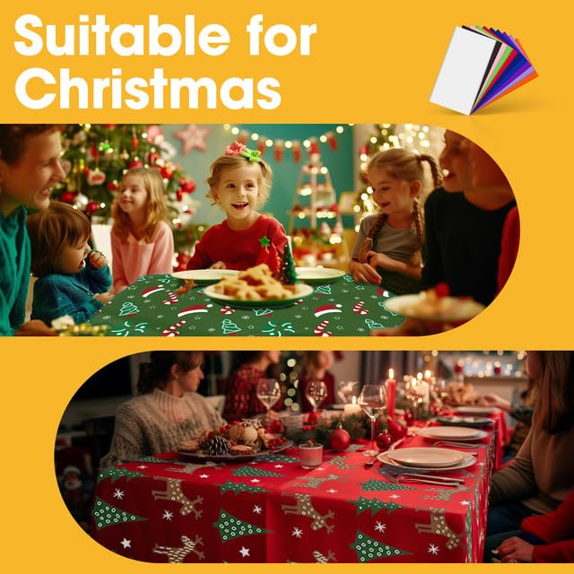 Image of Niuara Christmas Red Plastic Table Cloth - 4 Pack 54 inch x 108 inch Rectangle Disposable Tablecloths for 6FT Tables, Table Cover for Party, Holiday & Gathering Use
