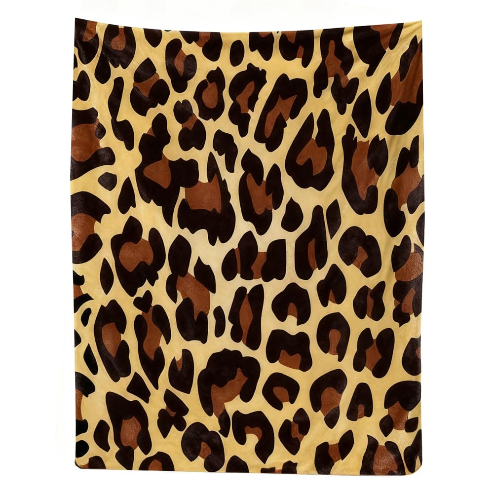 JynxtoyZeal Leopard Print Blanket, Leopard Blanket Throw, Plush Fleece Cartoon Anime Quilt Spread Perfect for Home, Bedroom, Camping（100×150cm）