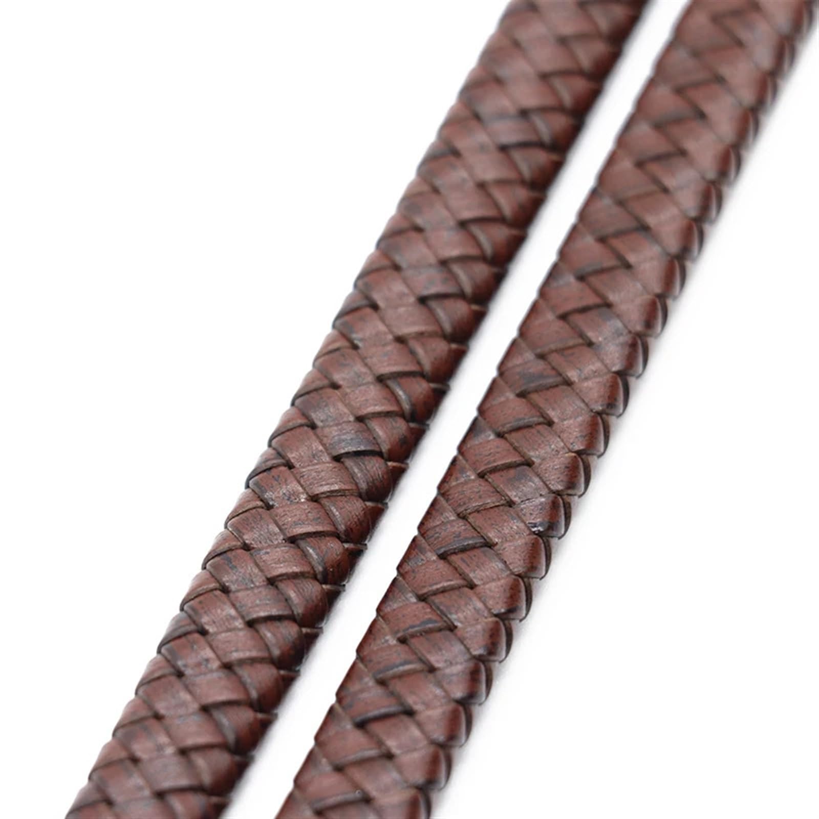 Braided Leather Rope 0.5/1meter Vintage Black Brown Genuine Braided Leather Cords 8mm 10mm 12mm Flat Cord for Bracelet Jewelry Making