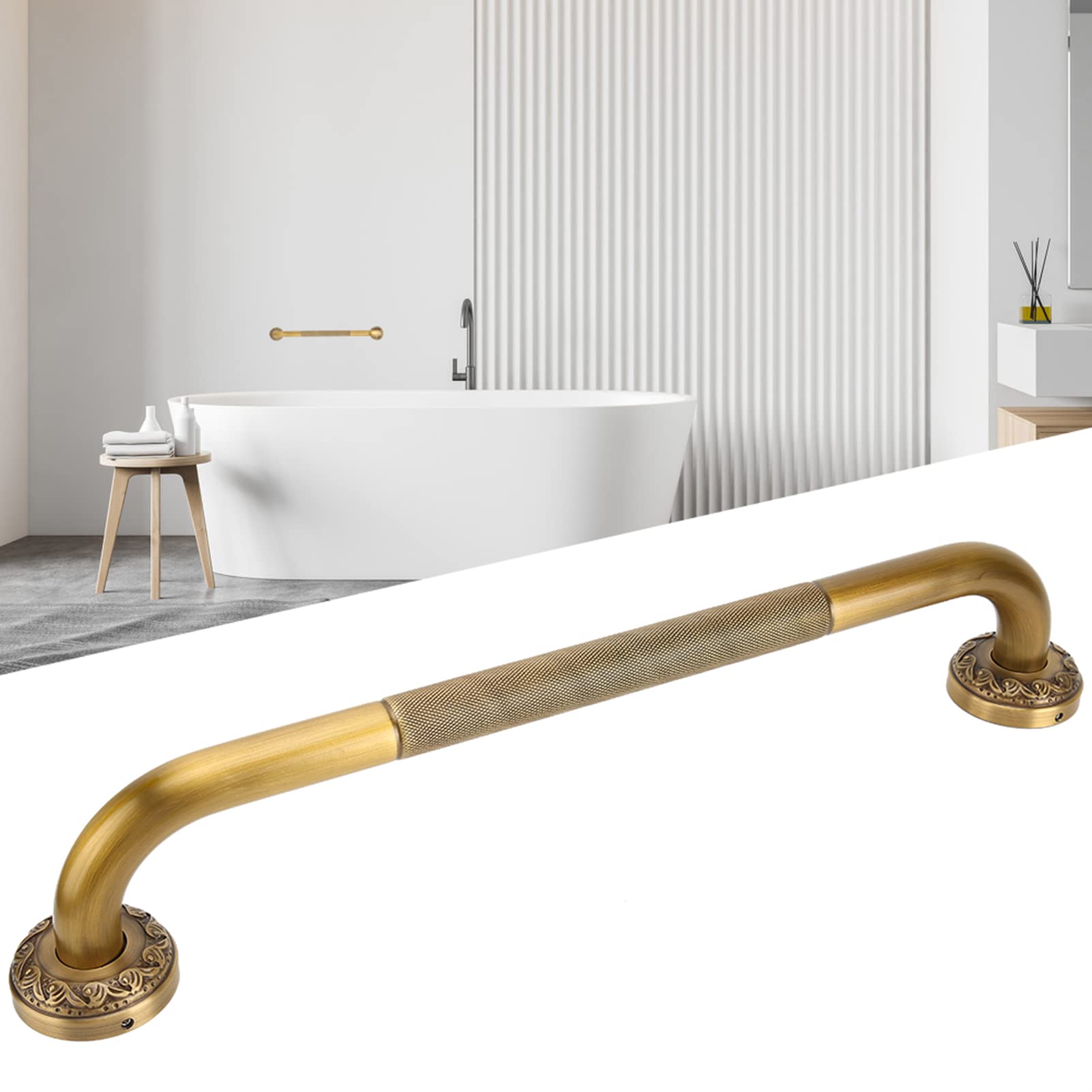 Maniglioni Antiscivolo 42 Cm Maniglioni Bagno per Anziani e Bambini Maniglia Maniglione Rame Antiscivolo per Bagno Vasca Doccia Colore Bronzo