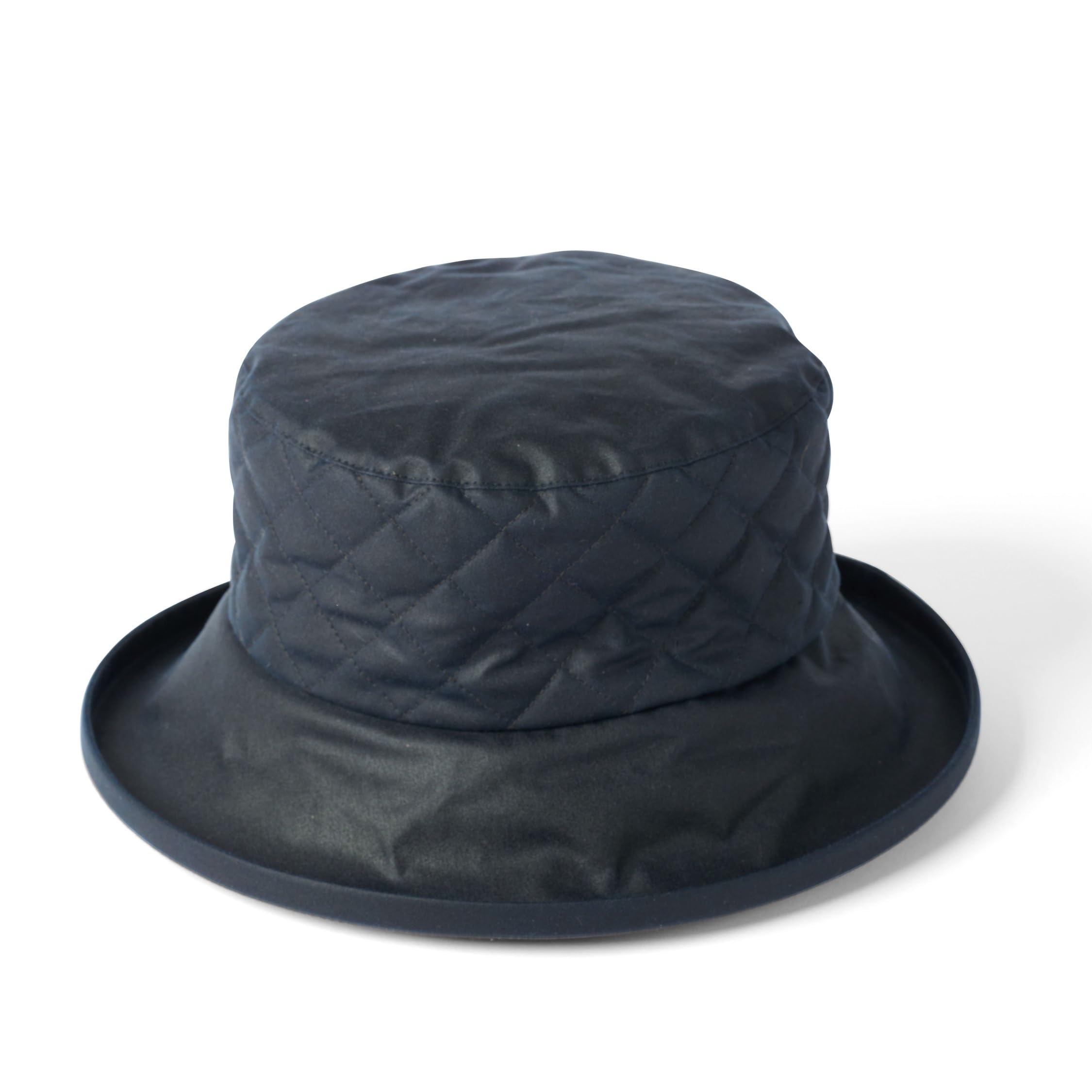 Failsworth Ladies Waxed Cotton Quilted Brim Bucket Hat (S/M, Navy)