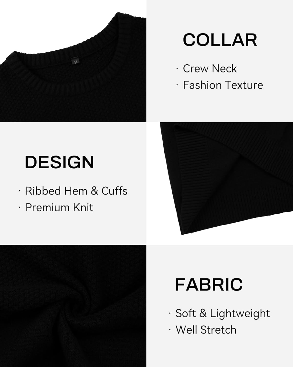 YTD Men's Crewneck Pullover Sweater Textured Long Sleeve Knitted Sweaters - Image 6