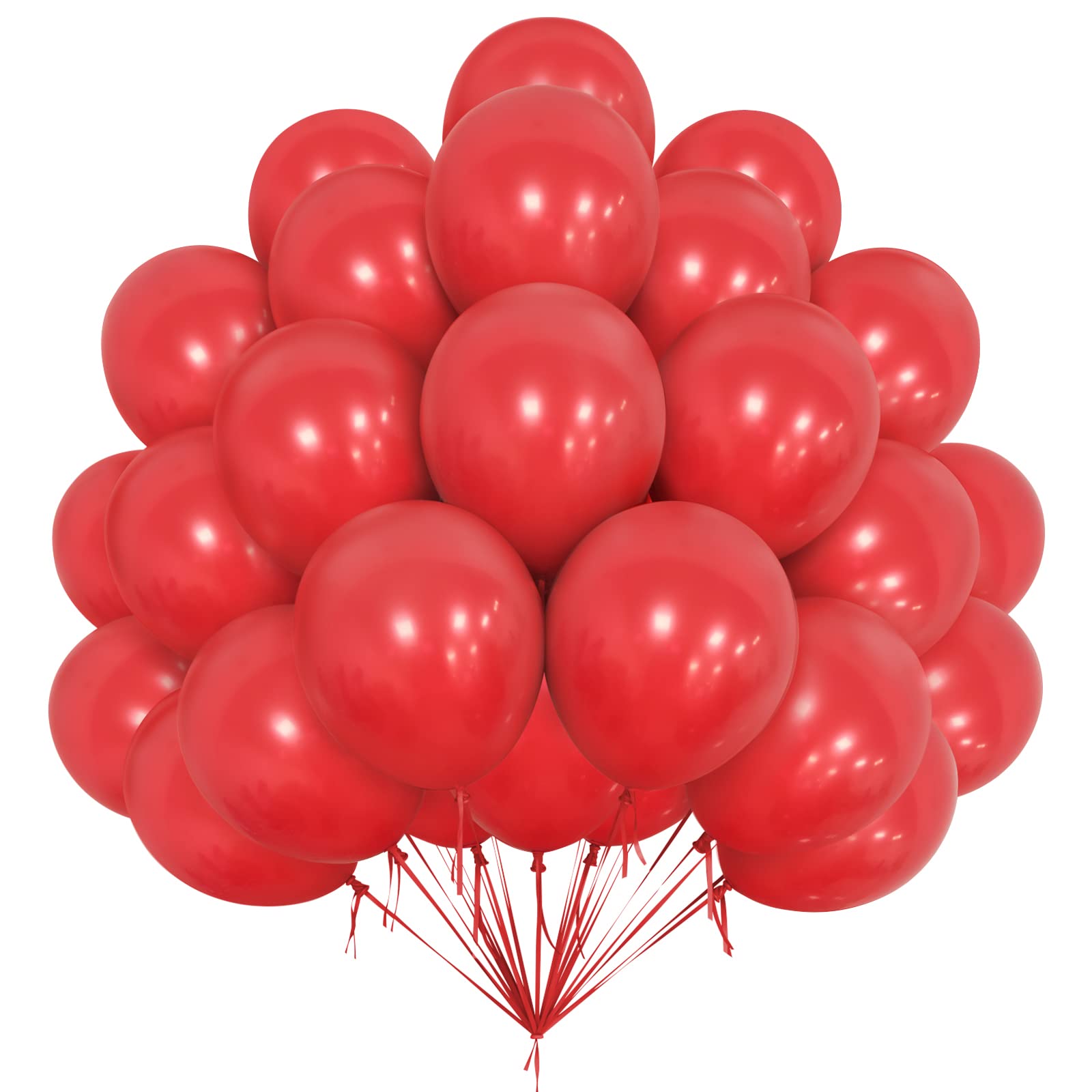Globos Rojos, 50 Globos de Fiesta de 12 Pulgadas, Globos Rojos con Cinta de 10 m Para Guirnalda Globos Navidad, Globos Látex Mate Para Mujeres, Fiestas, Bodas, Aniversarios, Baby shower, Decoración