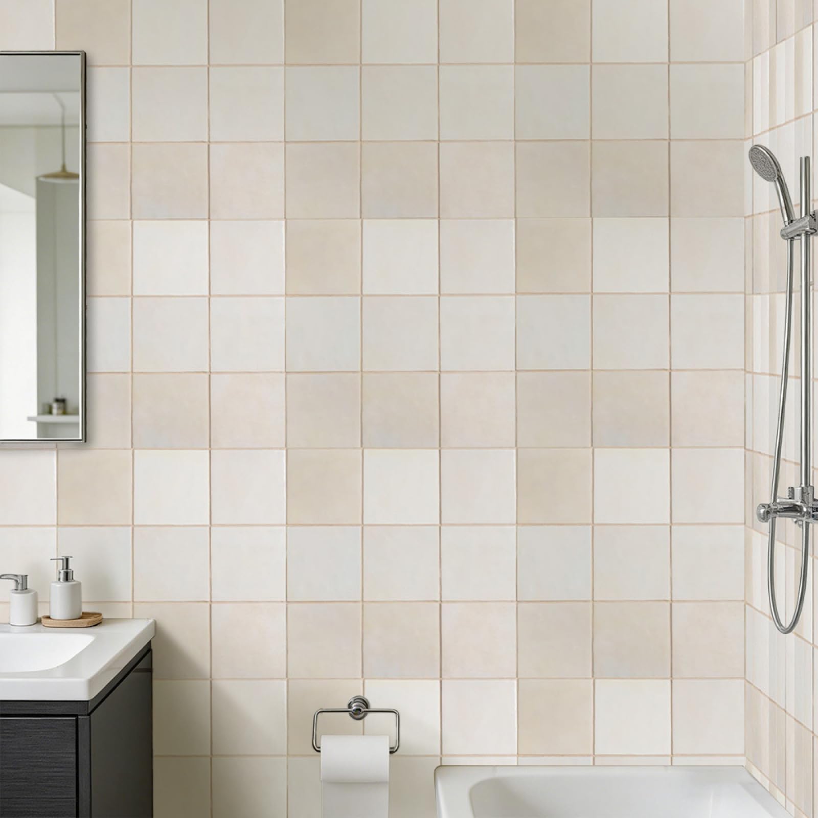 Piastrelle Adesive Cucina Modello Beige Rosa Pavimento pvc Adesivo Mobili Decorazioni Piastrelle Adesive Bagno Impermeabile Resistenza all'olio Mattonelle Adesive