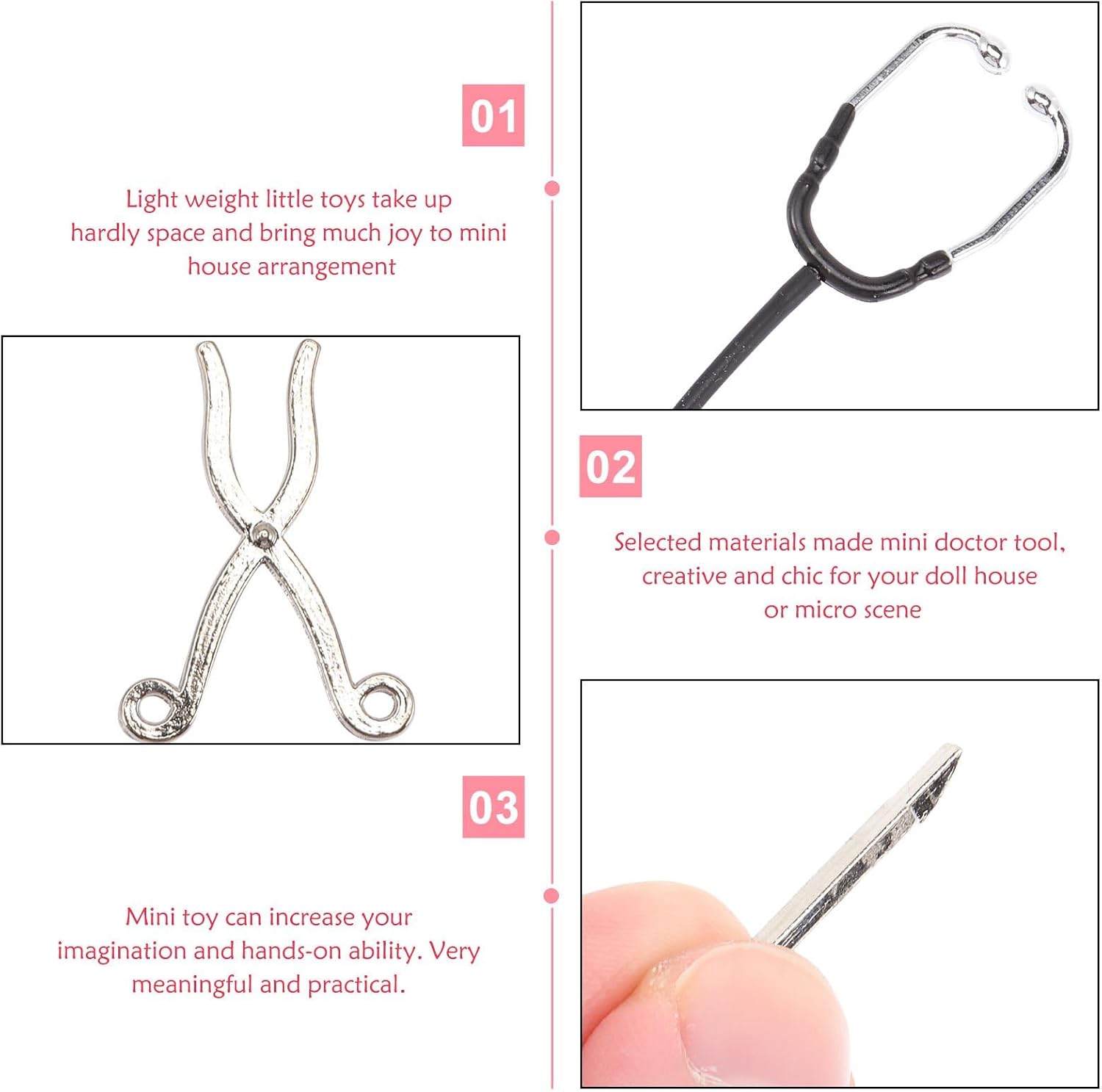 5Pcs Dollhouse Mini Stethoscope Care Tools Dollhouse Dolls Miniature Garden Kit, Hospital Accessories Set for House Decoration DIY Dollhouse image 4