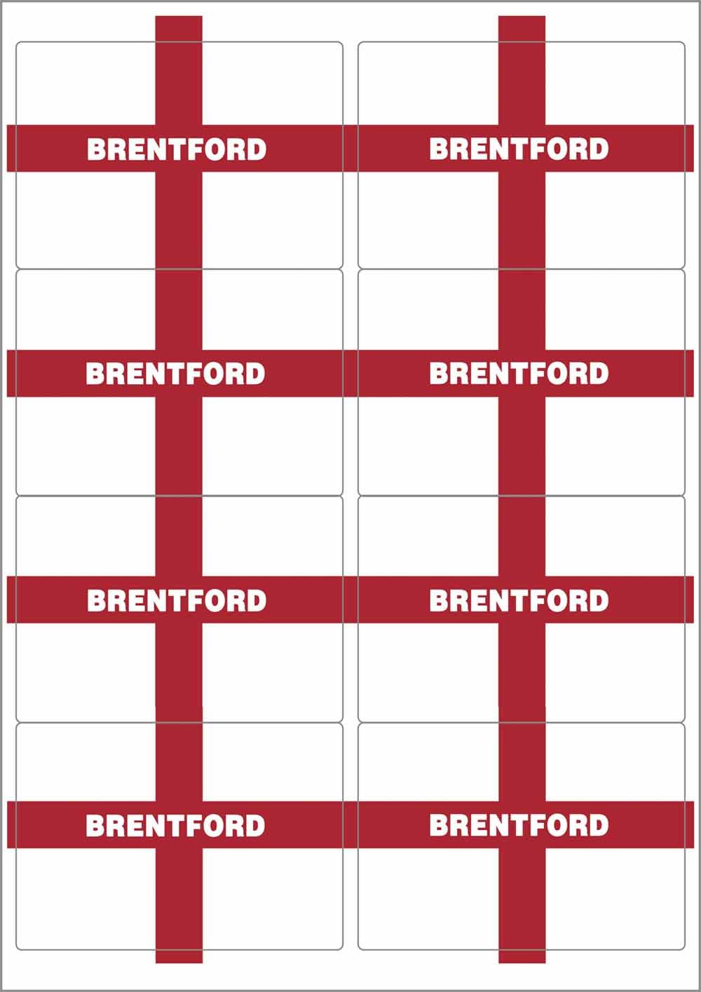 Ozorath Multicolor Brentford England Flag Rectangular Matt Paper Stickers A4 Sheet Of 8 (Each Sticker Is 99Mm X 68Mm)