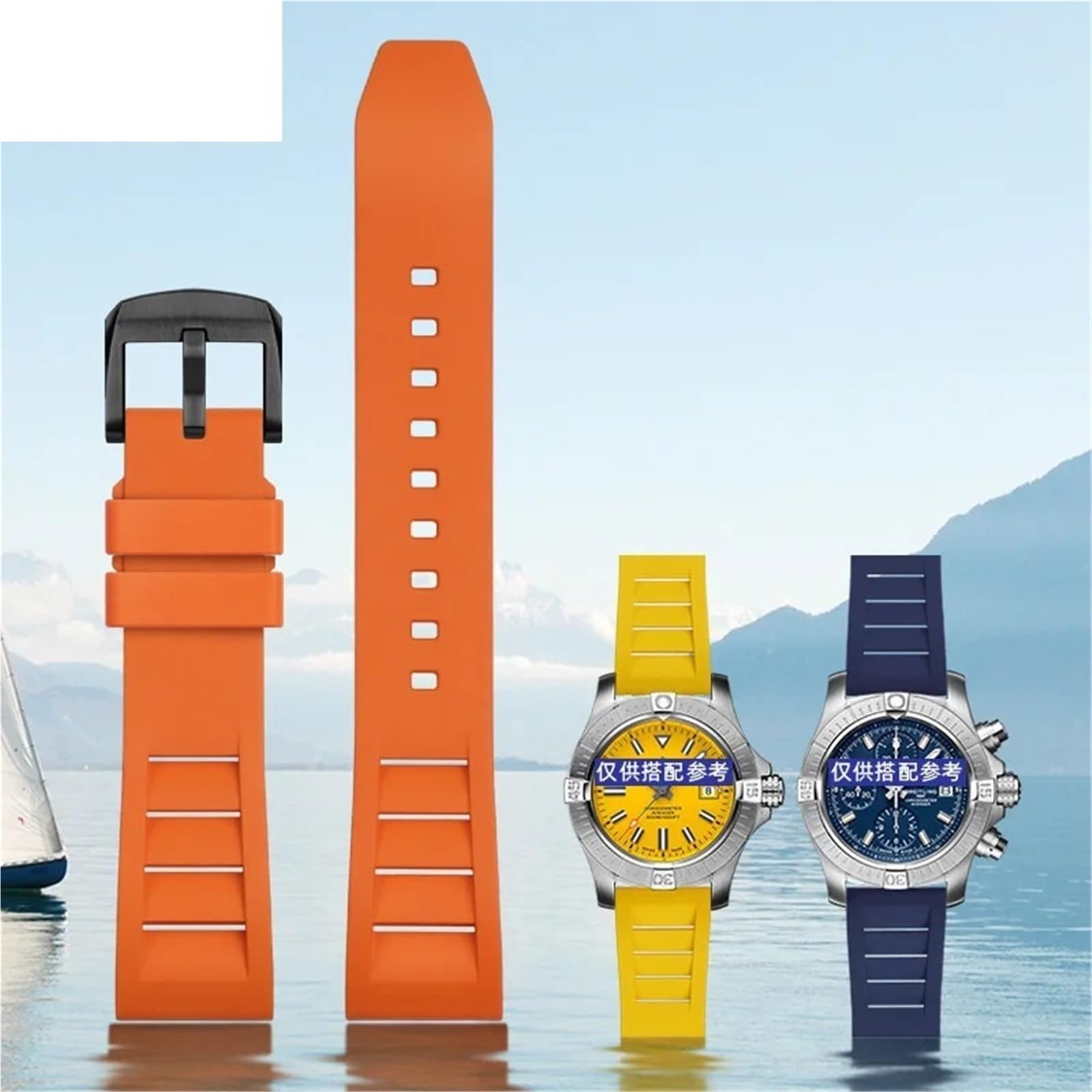 Bracelet en caoutchouc fluor FKM 20 mm 21 mm 22 mm 24 mm bracelet pour montre de sport (gris silver buckle,20 mm), 20mm, agate