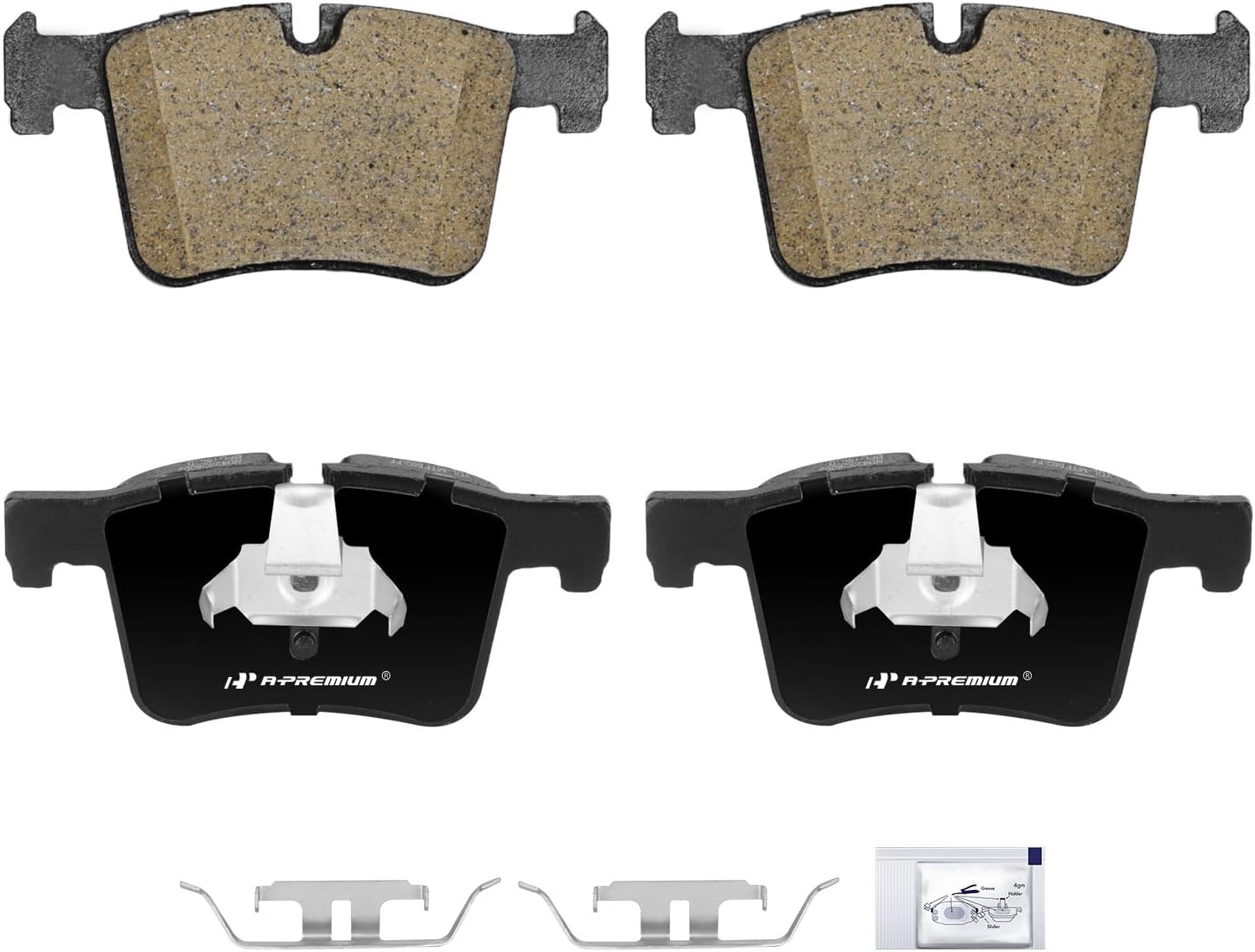 A-Premium Front Ceramic Brake Pads Set Compatible with BMW 320I, 328D xDrive, 330I, 330I xDrive, 335I xDrive, X3, 428I xDrive, 430I Gran Coupe, 430I xDrive Gran Coupe, X4, Activehybrid 3, 4-Pack