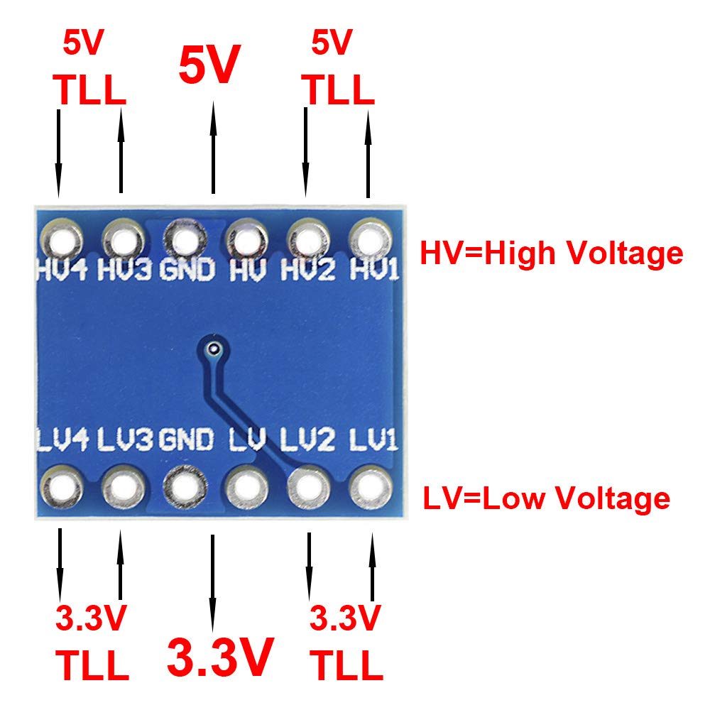 10 Pcs 3.3V to 5V 4 Channels IIC I2C Logic Level Converter Bi-Directional Shifter Module for Arduino/Raspberry Pi with Dupont Cable — view 6