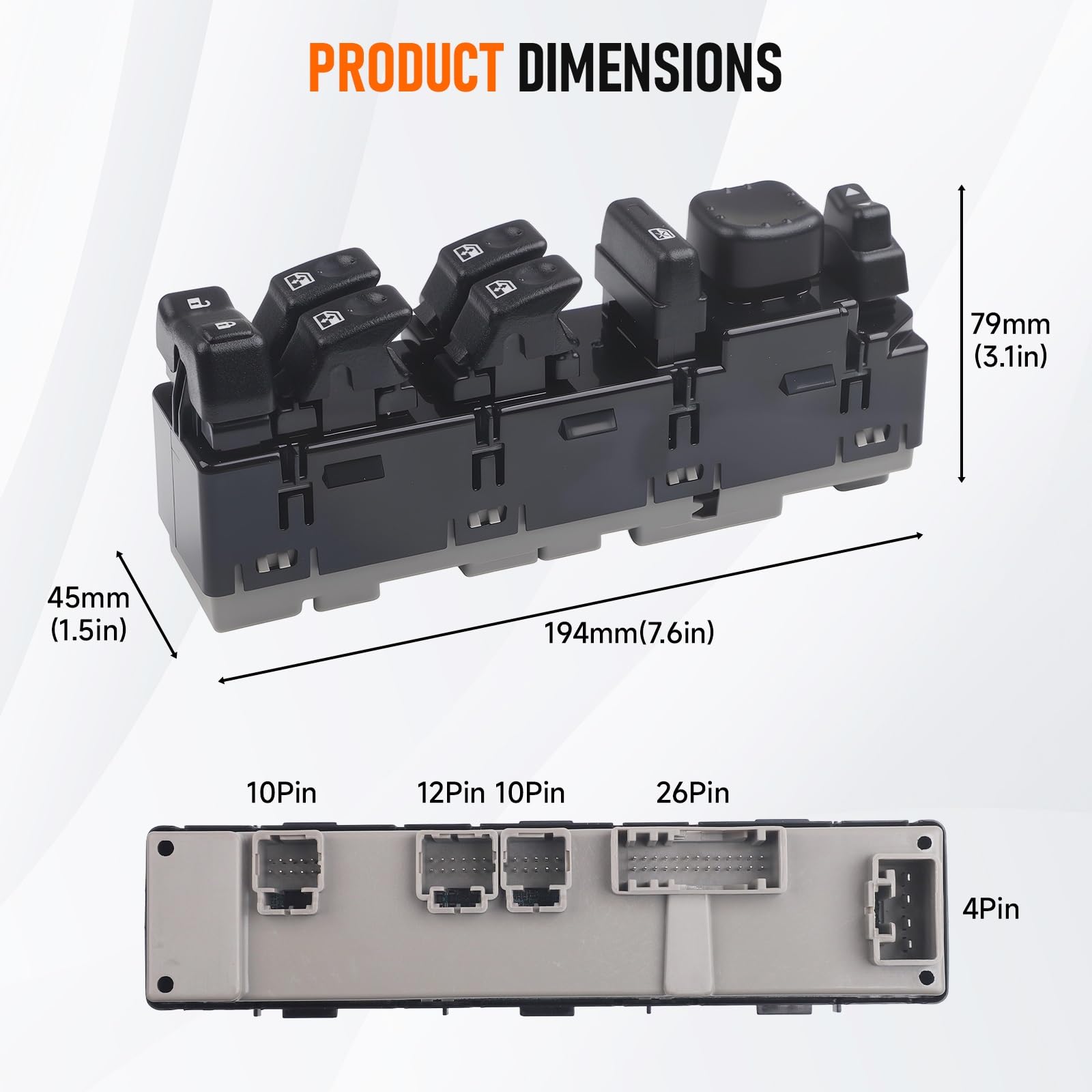Lado del conductor para interruptor de ventanilla eléctrica principal para 2003-2007 para Chevy para GMC para Cadillac 15883323