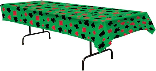 Beistle Mantel de casino, 54 x 108 pulgadas, mantel de plástico, decoraciones de fiesta temática de casino, decoraciones de casino, decoraciones