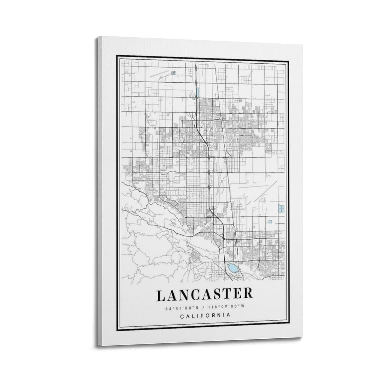 xiaoxiaoshen Lancaster California Map Canvas Poster Wall Art Prints Room Aesthetic Murals Bedroom And Living Decorations 24x36inch(60x90cm)