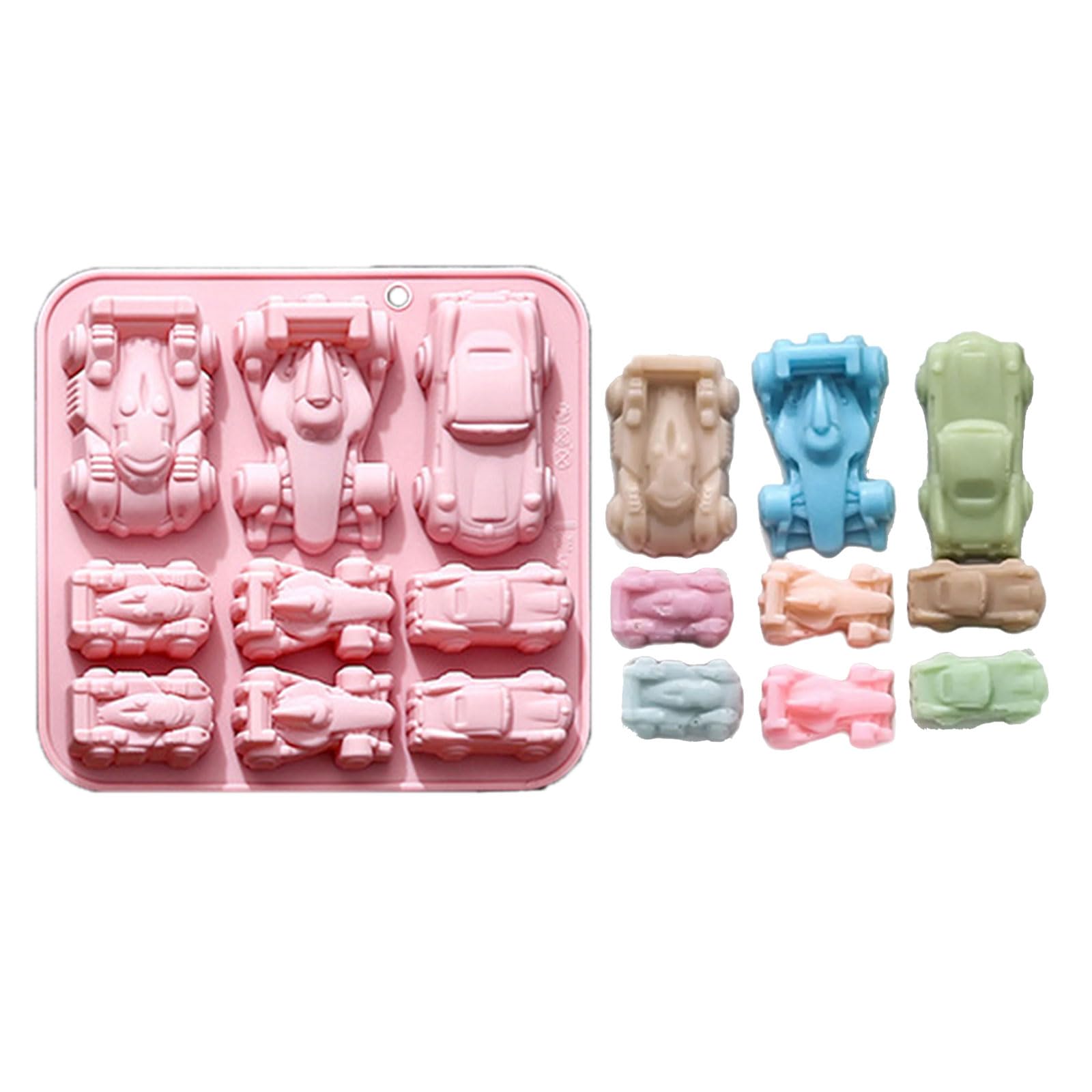 Qusinfc Racing Automobile Ice Maker 9 Cavities Racing Car Ice Tray Silicone Molds for Freezing Drink Chocolate Desserts Baking Baking Elastomer Cast