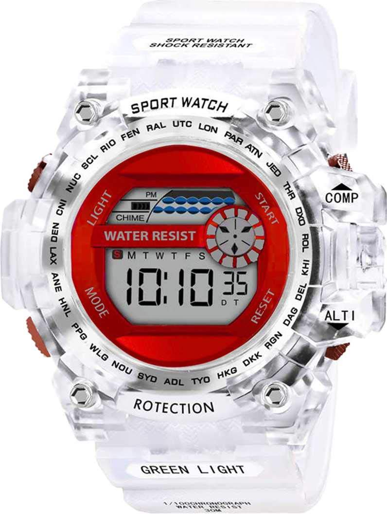 Acnos Rubber Premium Brand-A Digital Alram Time Day Second Shockproof Multi-Functional Automatic White Strap Red Dial Waterproof Digital Sports Watch For Mens Kids Watch For Boys-Pack Of 1 (B091V4GL4Y) Amazon Price History, Amazon Price Tracker