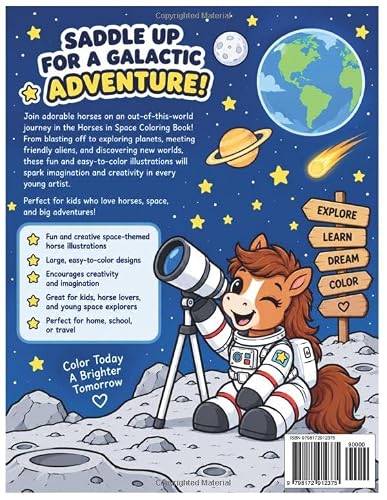 Cute Horses in Space Coloring Book for Kids Ages 4–10: Discover Creativity, Explore the Solar System, and Enjoy 75 Fun Horse Adventures: A Fun & ... Imagination — Great Gift for Kids Ages 4–10 – vue 2