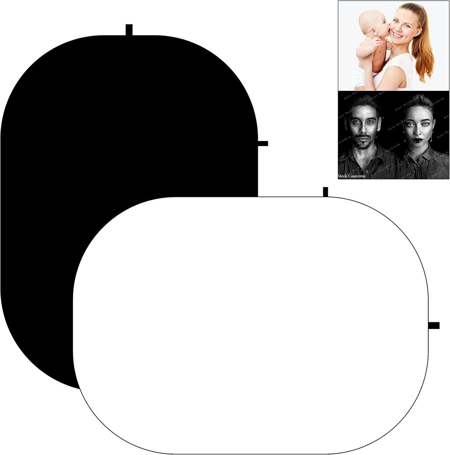 Kate 5x6.5ft(1.5x2m) Collapsible Backdrop Pure White Black Collapsible Backgrounds Twist Flex Reversible Pop up Photography Backdrops