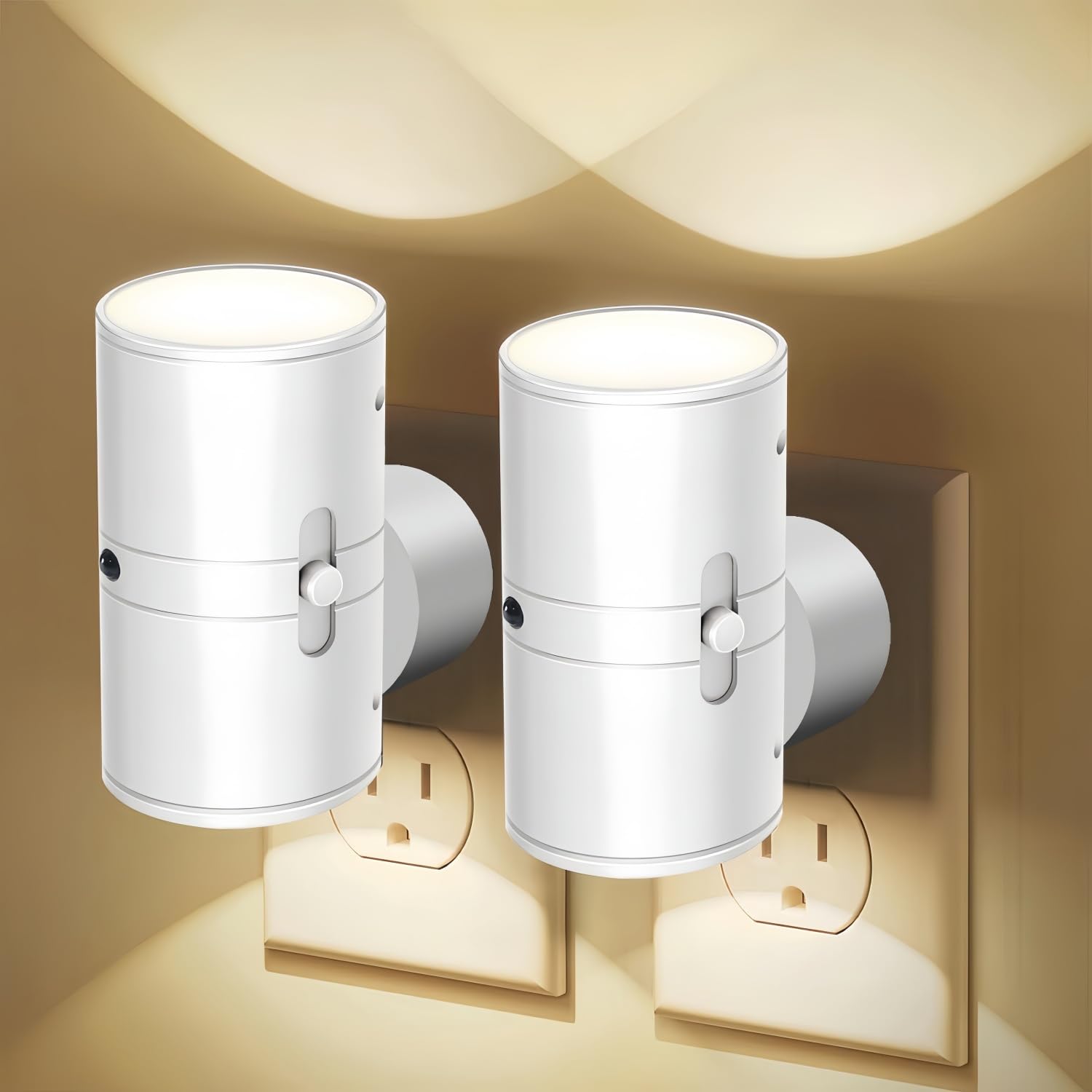 The Light Supplier PLUGIFY One Stecker Lampe– Moderne Steckerlampe mit Bewegungssensor, 3 Modi und 3000K warmweißem Licht für Badezimmer und Kinderzimmer (Weiß,2)