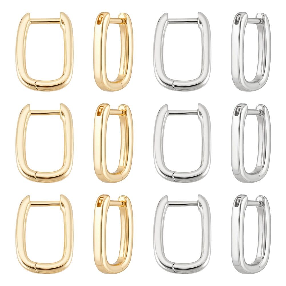 Boucles d'oreilles créoles en plaqué or 18 carats 15,5mm ovales pour femme x10