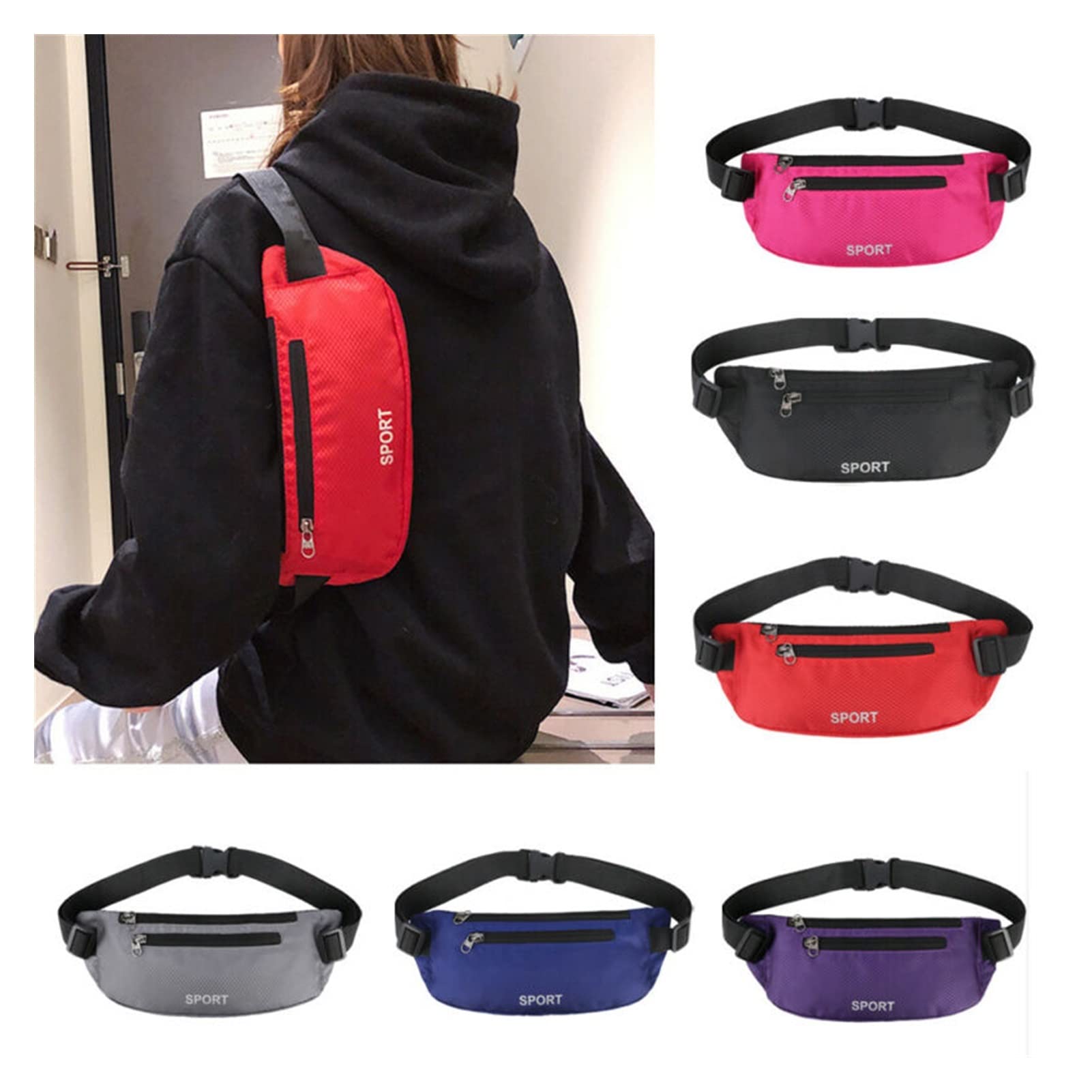 Unisex Frauen Männer Running Bum Bag Casual Fanny Pack Reise Taillenbeutel Geld Reißverschluss Belt Beutel Sport Brieftasche