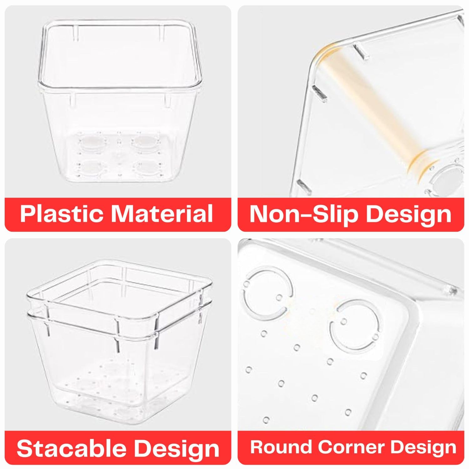 Aliensware 18Pcs Transparent Drawer Organizer, Versatile Bathroom and Vanity Organiser, Storage Bins for Makeup Cosmetics,Jewellery,Kitchen,Bathroom,Bedroom,Office,Gadgets 3