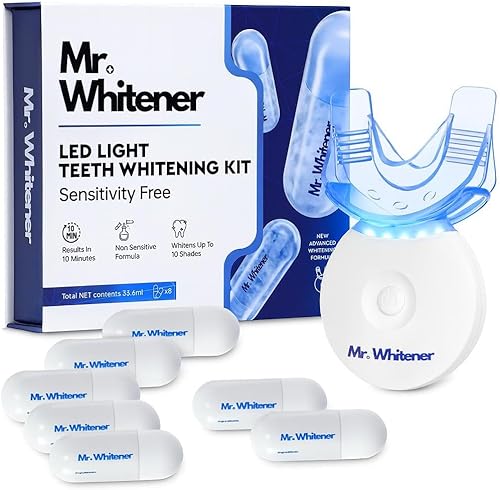 Kit de blanqueamiento dental Luz LED para dientes sensibles, recomendado por dentistas, esmalte seguro, blanqueador profesional de dientes de