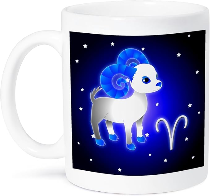 3dRose Cute Astrology Aries Zodiac Sign Ram Mug, 11-Ounce