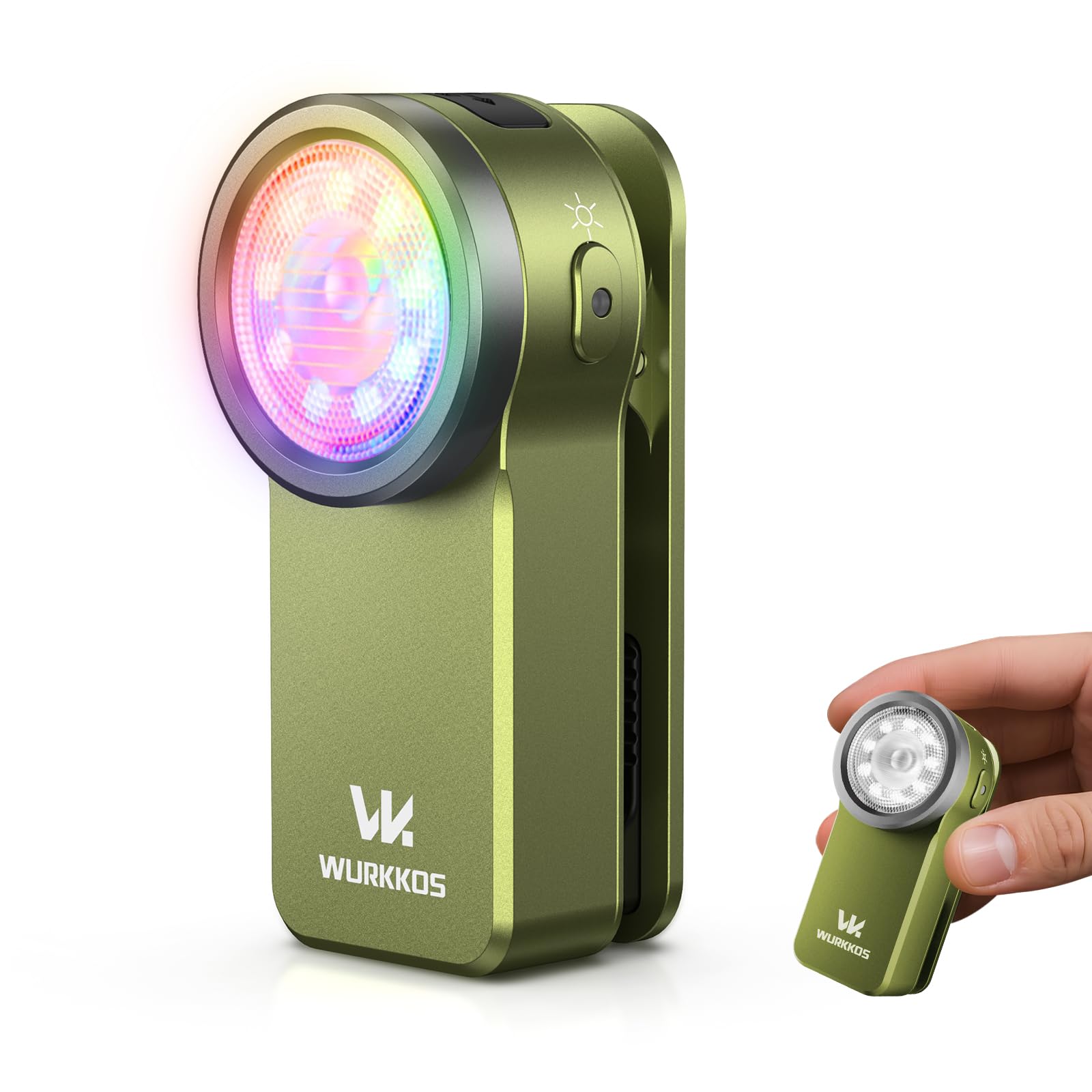Wurkkos HD03 EDC Flashlight Rechargeable Clip-on Light, 680Lumens Mini Pocket Flashlight with RGB, Magnetic Small Flat Flashlight for Camping,