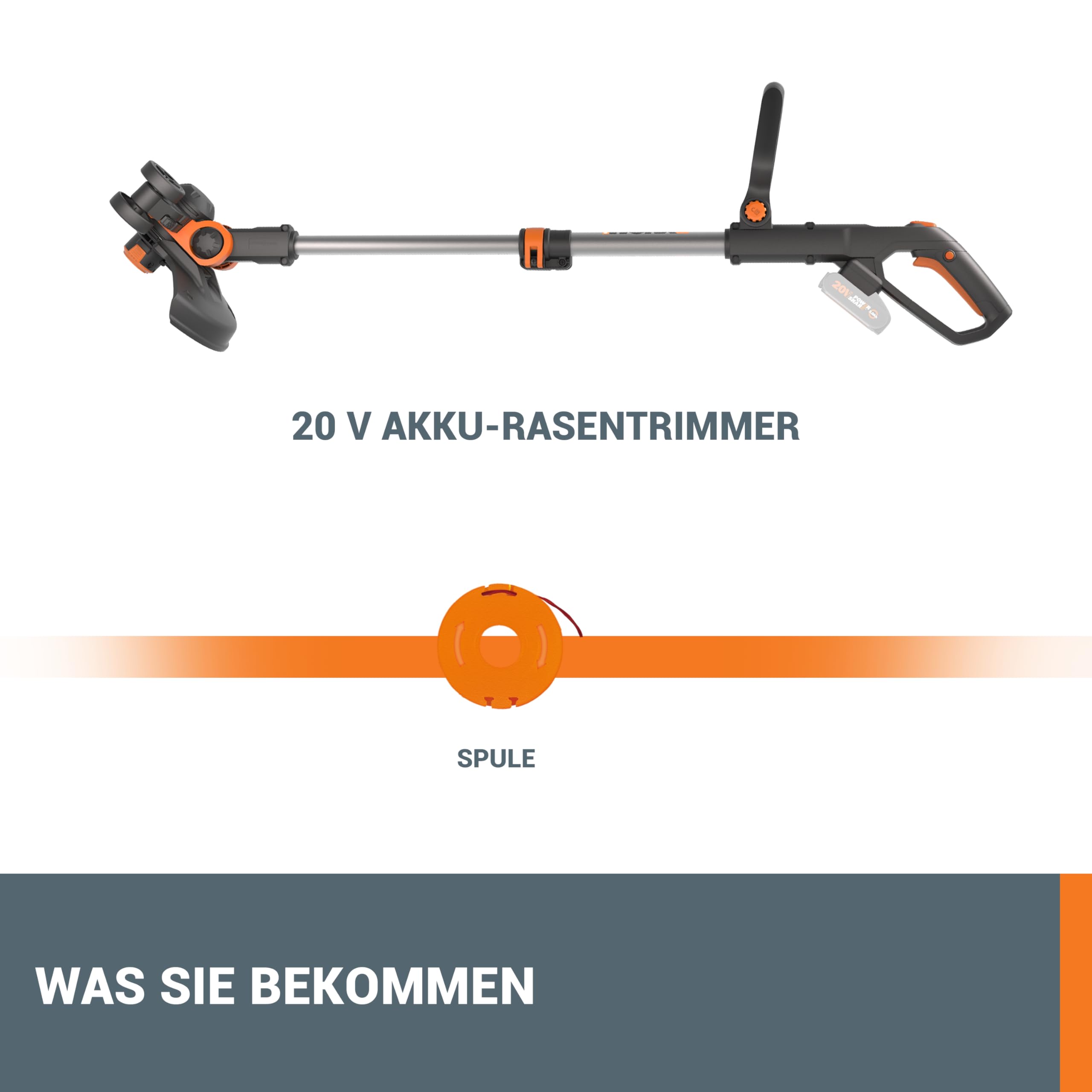 WORX WG163E.9 Akku Rasentrimmer 20V 2-in-1 Rasentrimmer und Kantenschneider