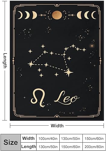 Miniatura 2 de wvihgku Leo - Manta de franela con constelaciones, cálida y suave, 12 horóscopos, astrología, manta con tema de constelación, decoración del hogar,