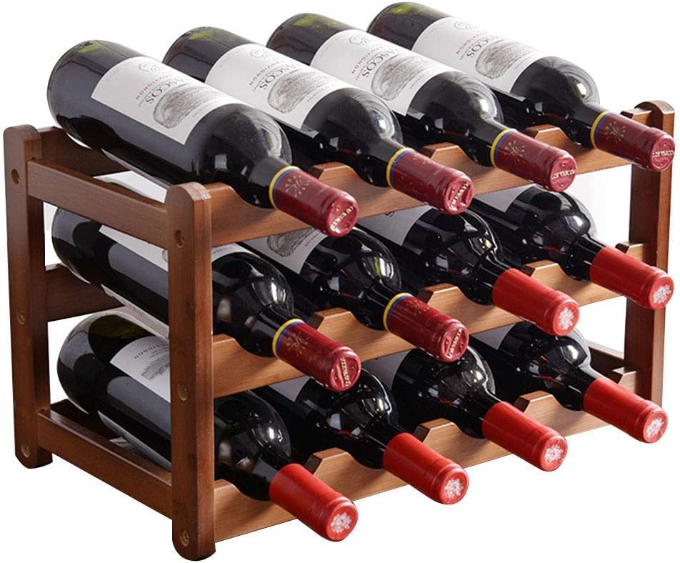 Estante para Vino de Bambú Apilable, Soporte Modular para 9 Botellas
