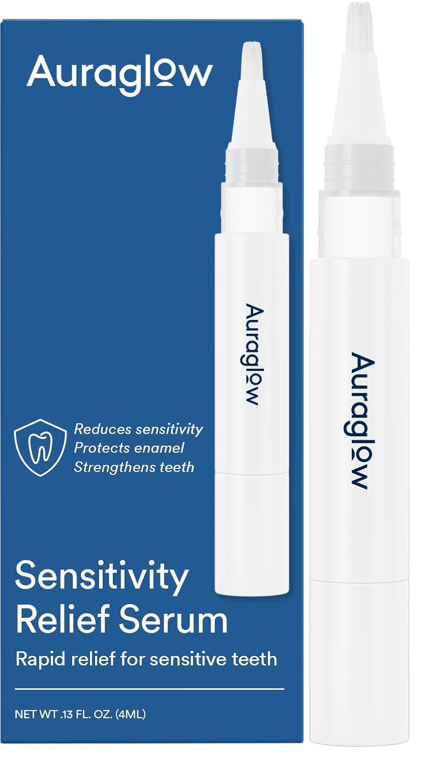 Auraglow Gel de Alívio para Dentes Sensíveis: Reduz Sensibilidade em 1 Minuto com Nitrato de Potássio e Nano-Hidroxiapatita, 40+ Tratamentos para Fortalecer Dentes e Proteger o Esmalte