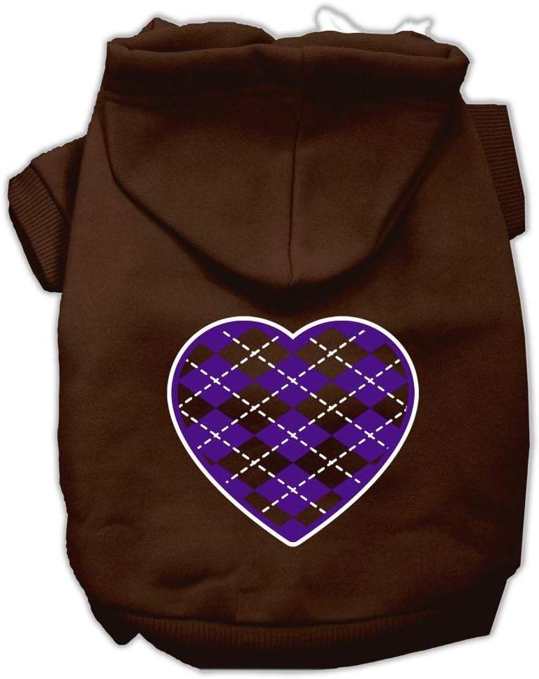 Mirage Pet Products 8" Argyle Heart Purple Screen Print Pet Hoodie, X-Small, Bright Pink