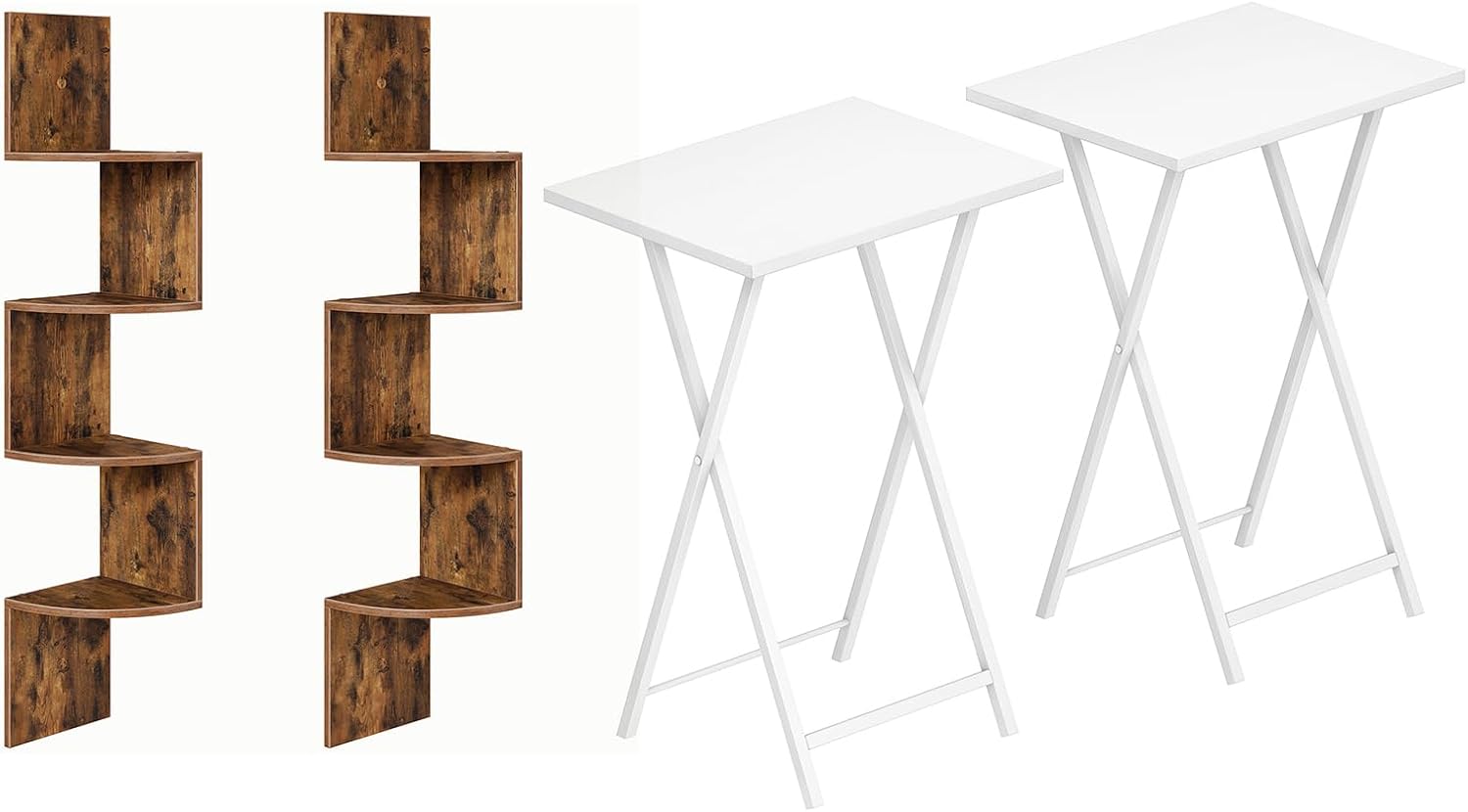 HOOBRO Corner Shelf Wall-Mounted and Folding TV Tray Tables, Floating Corner Shelves for Wall, Stable Snack Table for Small Space, BF25BJP201-WW25BZ01N1