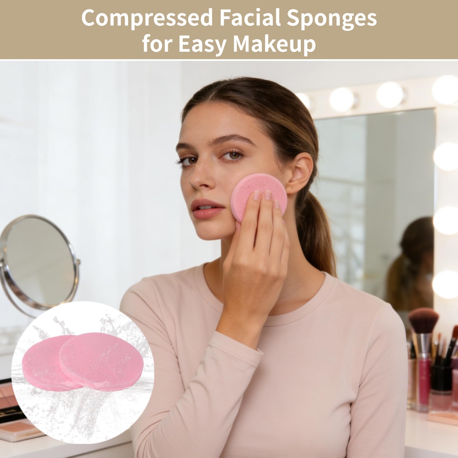 360 esponjas faciales para maquillaje y cuidado de la piel, esponjas comprimidas de PVA para la cara, redondas faciales suaves rosas, tamaño compacto de viaje, herramientas de limpieza expandibles